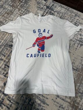 White 'Goal Caufield' Hockey Graphic Tee